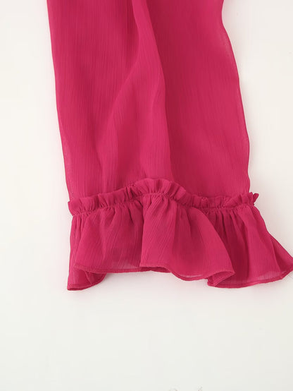 French Summer Youthful Looking Dress Lace up Tassels Loose Fitting Short Stitching