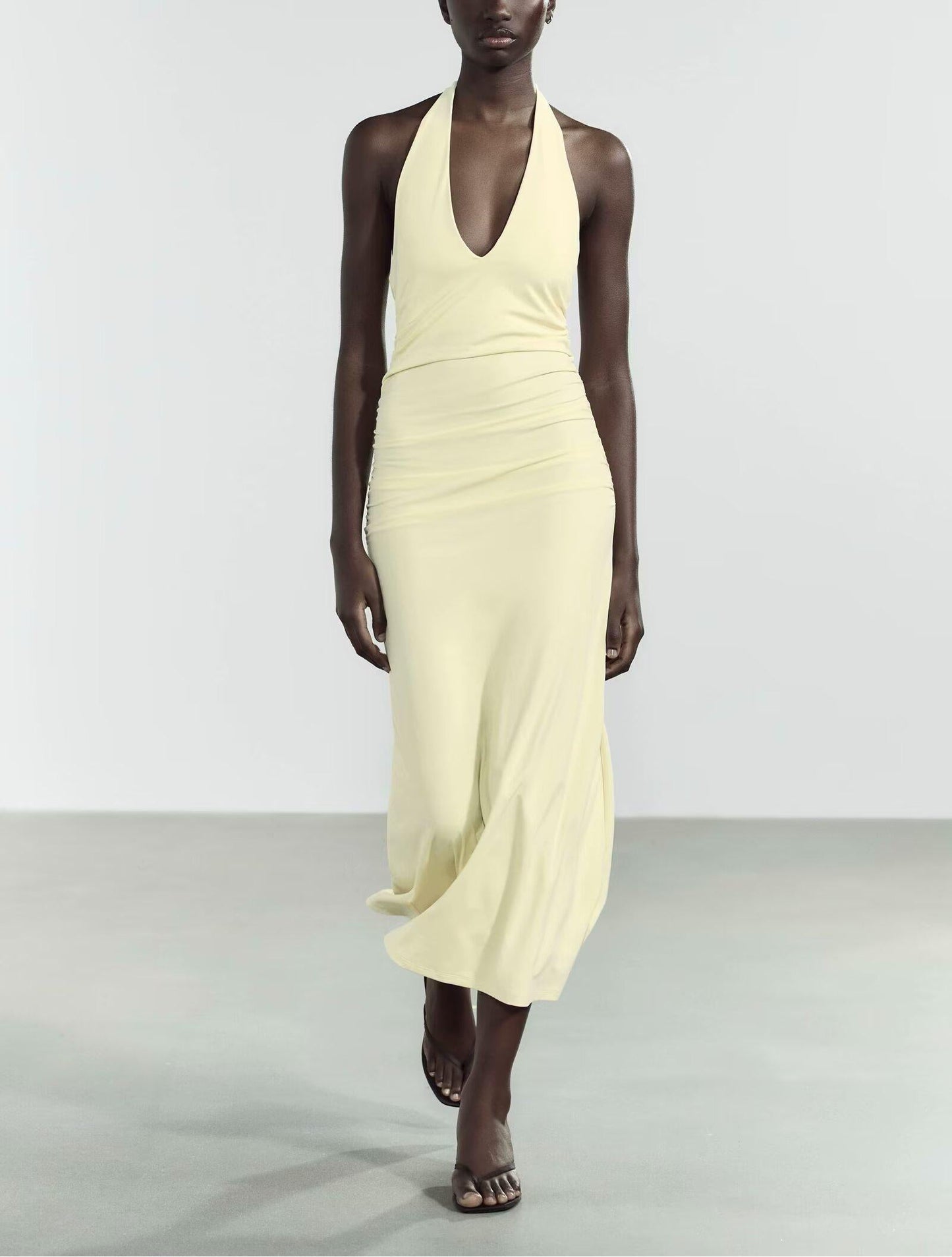 Summer Sexy Slim Fit Bare Back Hanging Collar Dress Women Dress