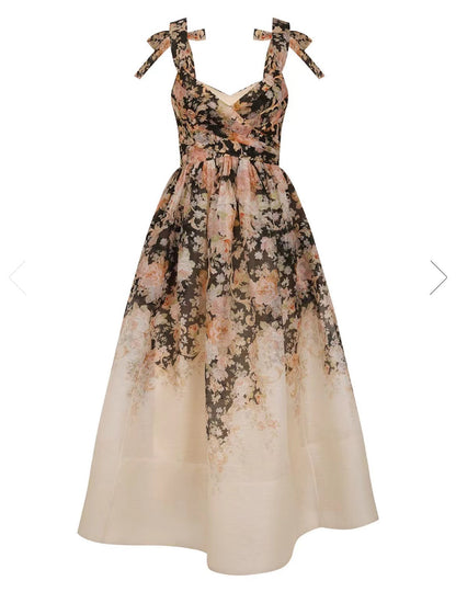 Lady Sweet Bow Tie Strap Sleeveless Halter Dress In Mid Length