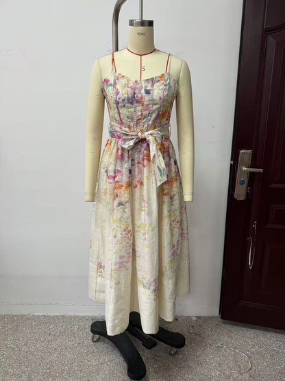Summer Women Clothing Special Interest Positioning Printing Organza Sling Dress