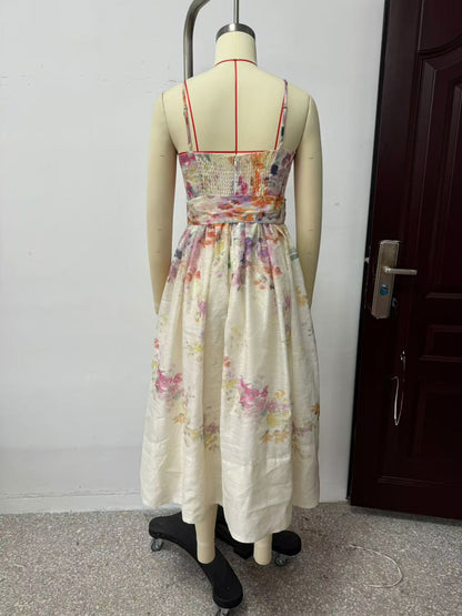 Summer Women Clothing Special Interest Positioning Printing Organza Sling Dress