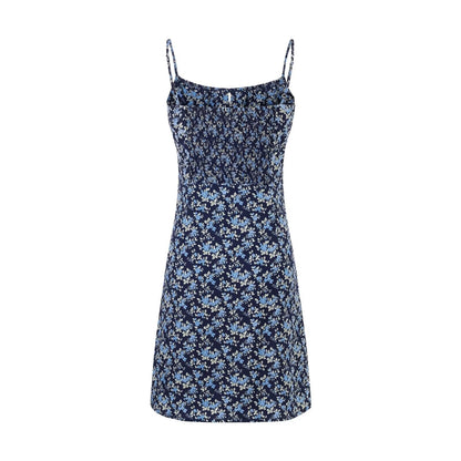Summer High Waist Slim Floral Print Backless Slip Dress Women Dress