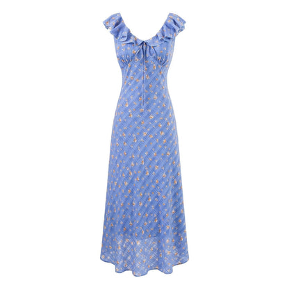 Summer Maiden Casual Printed Ruffled V neck Dress