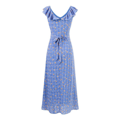 Summer Maiden Casual Printed Ruffled V neck Dress