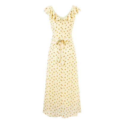 Summer Maiden Casual Printed Ruffled V neck Dress