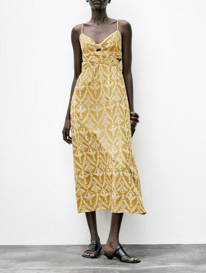Autumn Women Clothing French Minority Design Embroidery Midi Dress