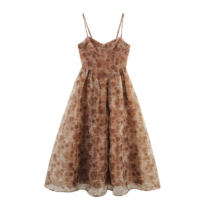 Summer Bohemian Slim Fit Slimming Organza Large Swing Sling Dress