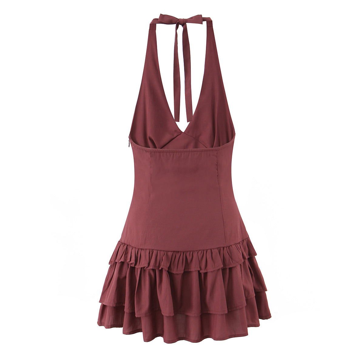 Sexy Halter Tiered Dress Women Summer Sexy Deep V Plunge neck Waist Controlled Slimming