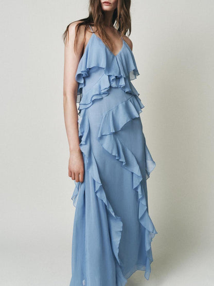 Women Laminated Decoration Sling Dress