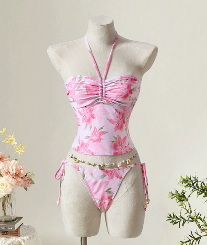 Trend Swimsuit Sexy Split Sexy Apron Slim Slimming Women Short Strap Swimsuit