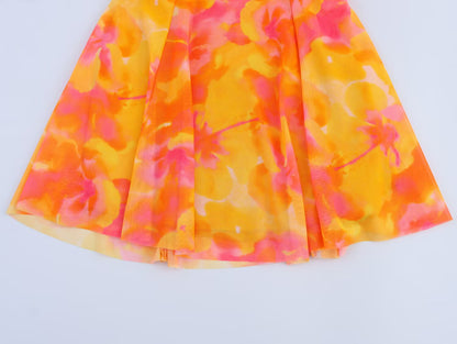 Women lothing Printed Silk Net V neck Sling Short Dress