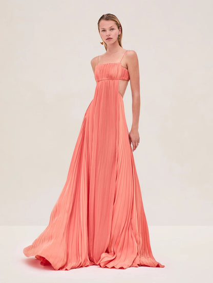 Women Summer Cami Dress Sexy Pleated Backless Dress