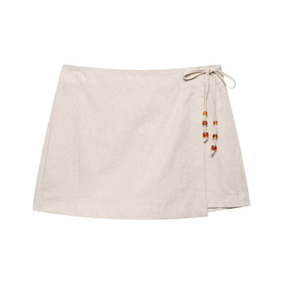 Summer Women Casual Sleeveless Beaded Vest Shorts