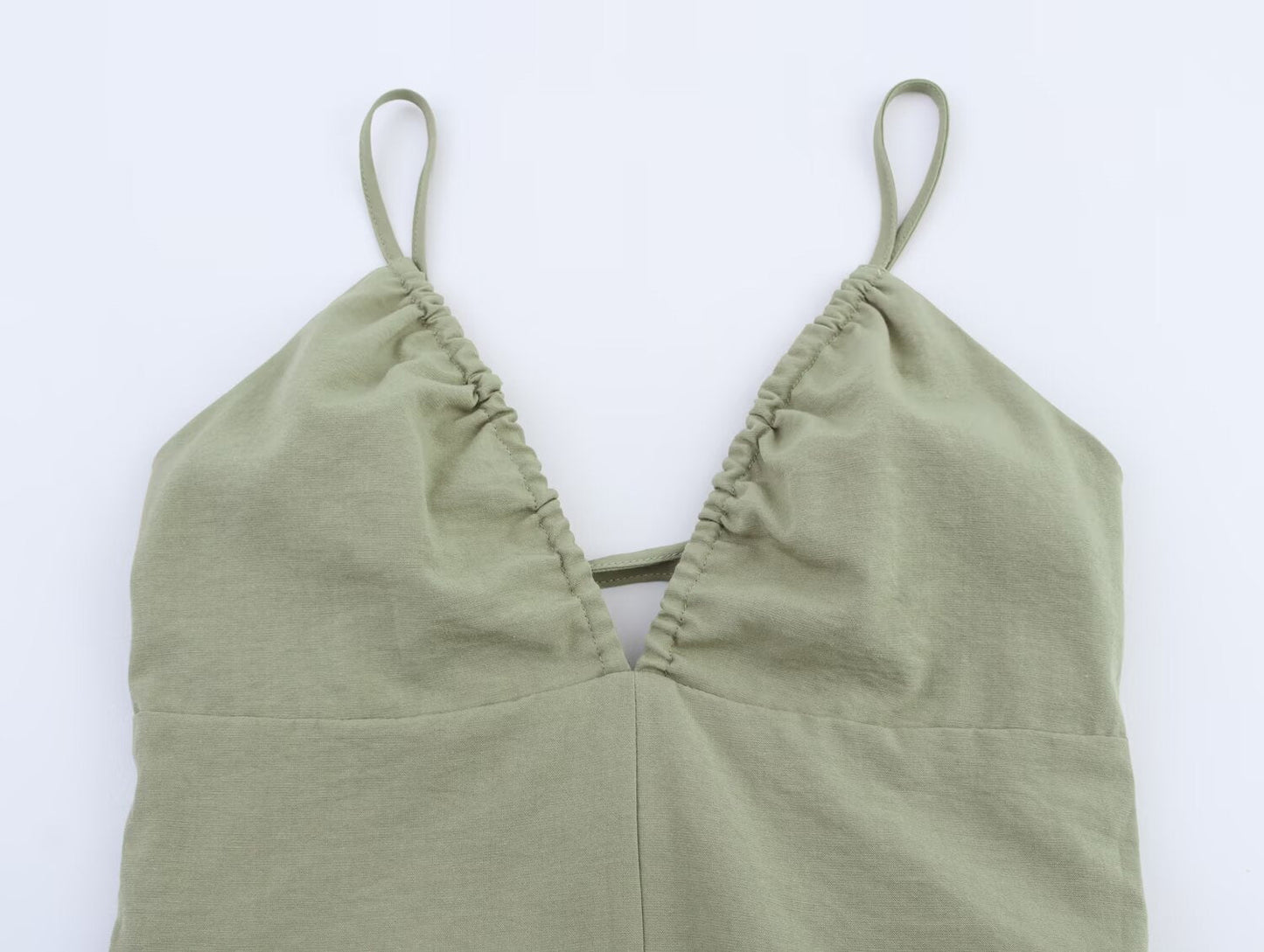 Women Clothing Solid Linen Midi Sling Dress