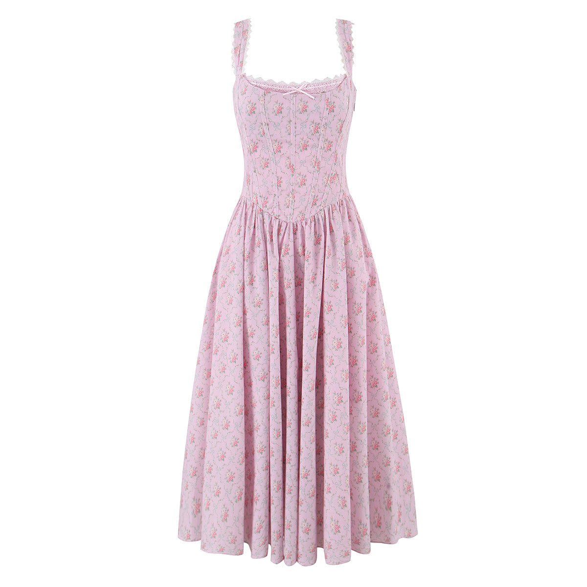 Elegant Floral Lace Lace Sling Dress Dress Summer Cinched Waist Slim Fit Midi Dress Women