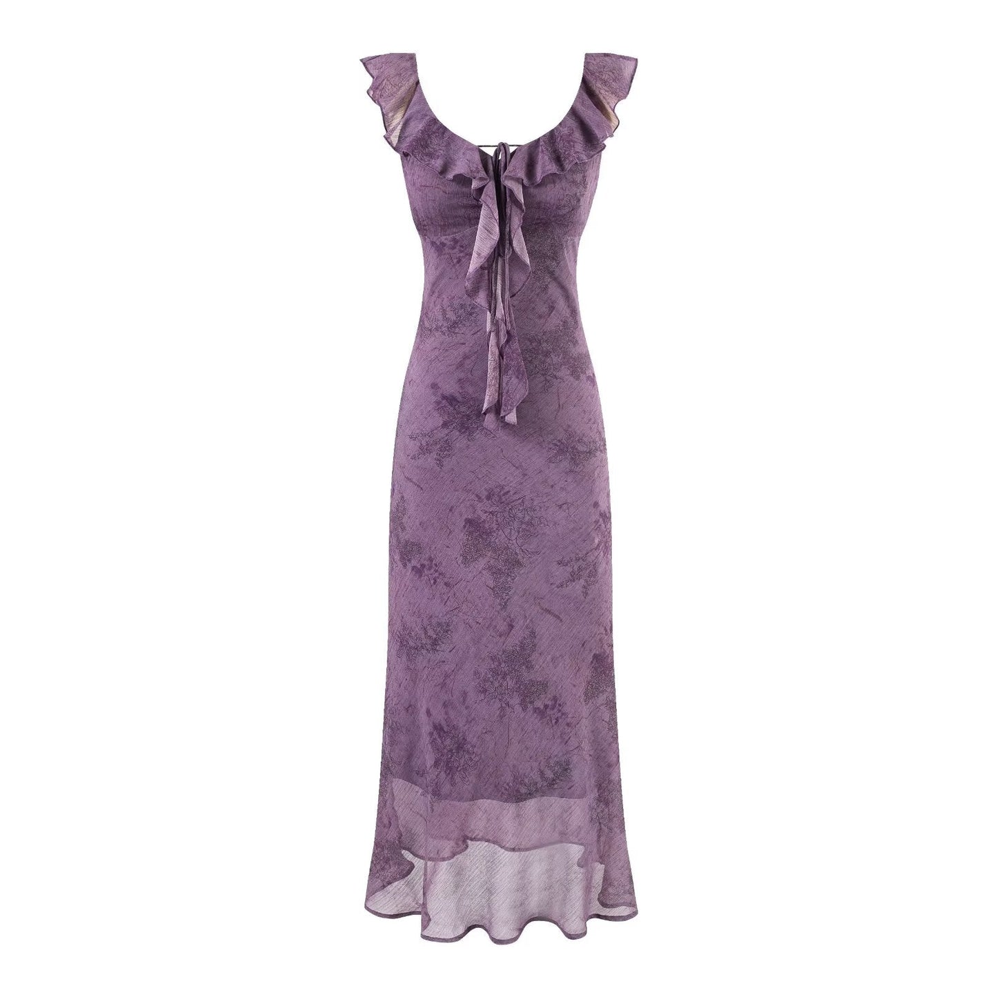 Summer Adult Lady like Woman Sexy Purple Printed Sexy Sheath Dress