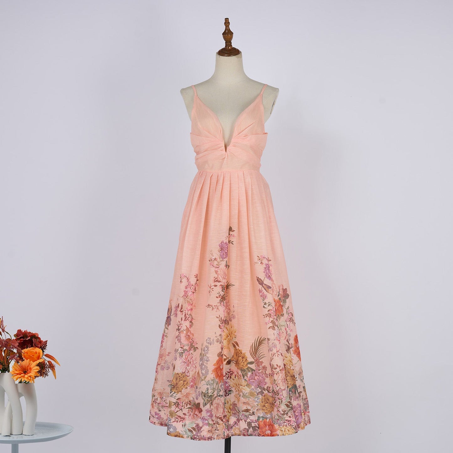 Women Summer Halter Floral Sleeveless Design Maxi Dress
