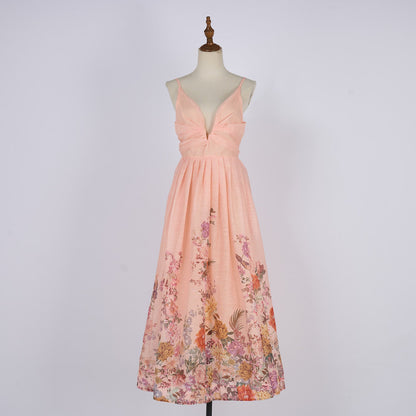 Women Summer Halter Floral Sleeveless Design Maxi Dress