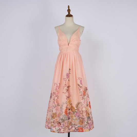 Women Summer Halter Floral Sleeveless Design Maxi Dress