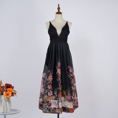 Women Summer Halter Floral Sleeveless Design Maxi Dress