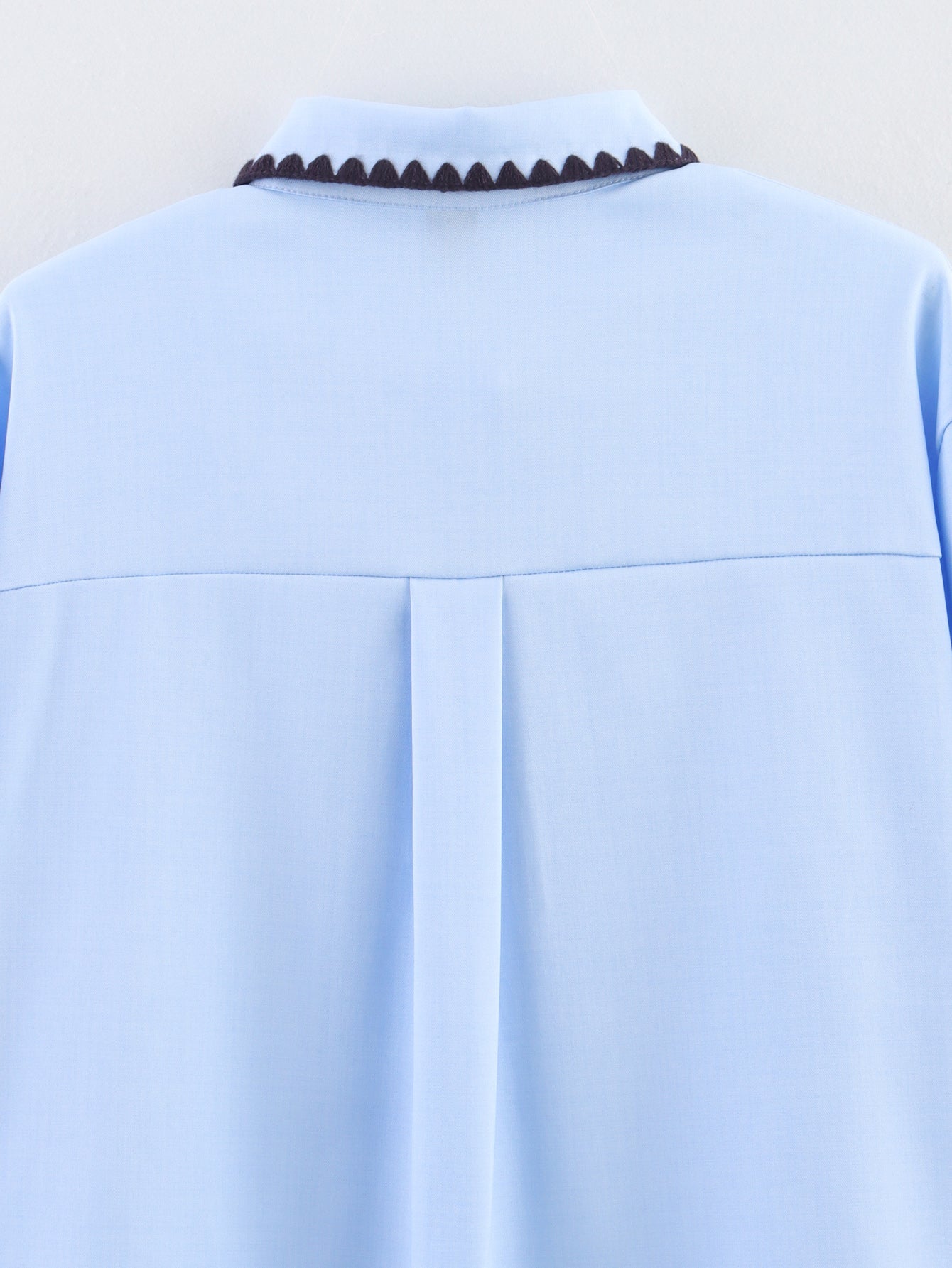 Women Clothing Autumn Niche Chic Shell Craft Blue Shirt Long Sleeve Loose Shirt