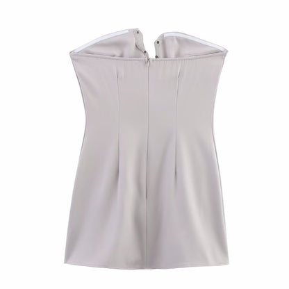 Women Clothing Autumn Socialite Slim Fit Rhinestone Ornament Tube Top Short Type Dress