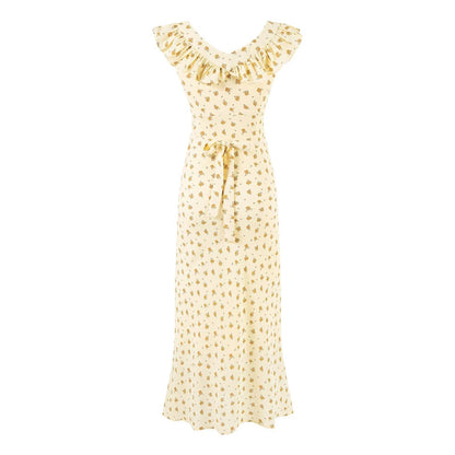Summer Wind Ruffled V neck Floral Vacation Casual Dress Dress