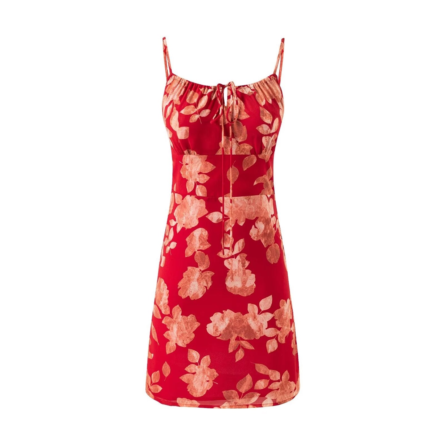 Summer Retro Vacation Casual Drawstring Strap Suspender Dress