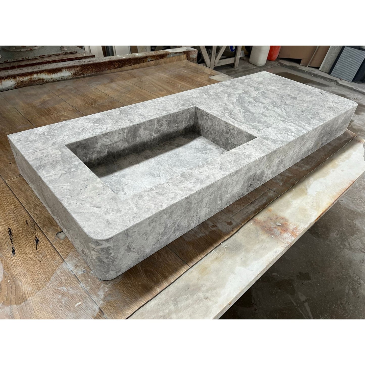 Tundra Grey Marble Handcrafted Vanity Sink - Luxury Bathroom