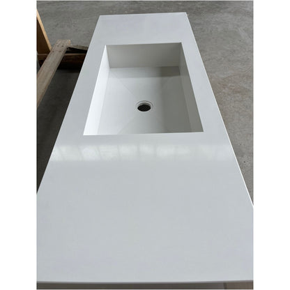Pure White Quartz Kitchen Sink Handcrafted Engineered Stone Durable Bath Fixture