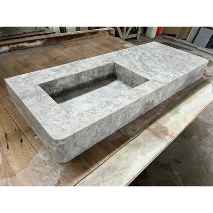 Tundra Grey Marble Handcrafted Vanity Sink - Luxury Bathroom