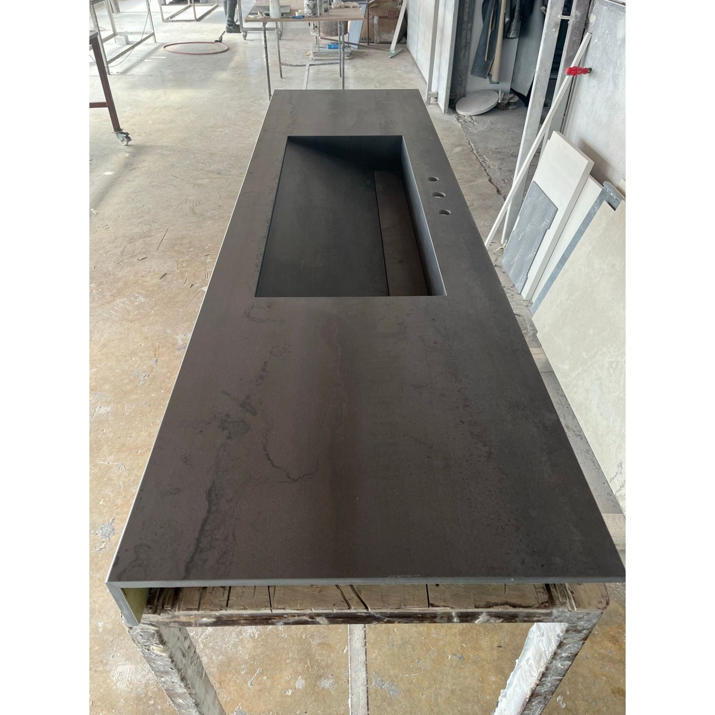 Metal Dark Engineered Porcelain Handcrafted Kitchen Bathroom Sink - Natural Stone Look