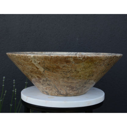 Valencia Travertine Conical Stone Vessel Sink Handmade Carved