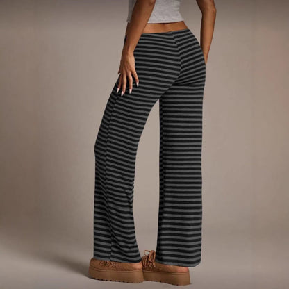Women’s Striped Wide Leg Flared Casual Pants
