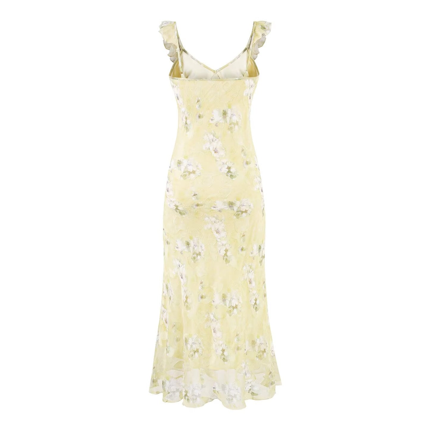 Summer Sexy V neck Flounce Chest Strap Small Floral Dress