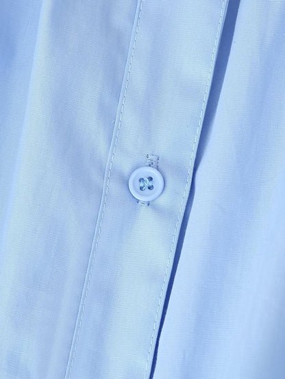 Summer Women Casual Loose round Neck Breasted Puff Sleeve Dress