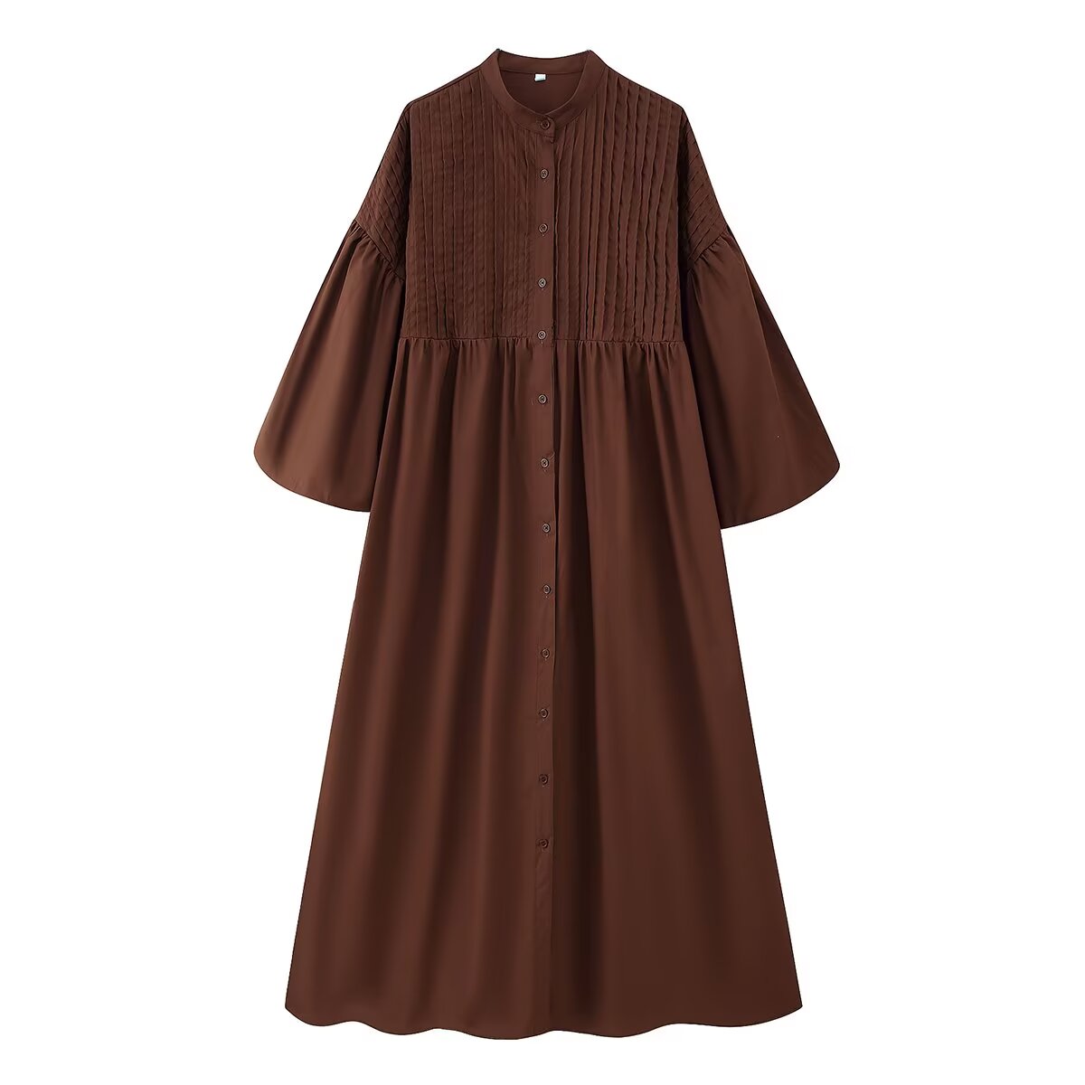 Summer Women Casual Loose round Neck Breasted Puff Sleeve Dress