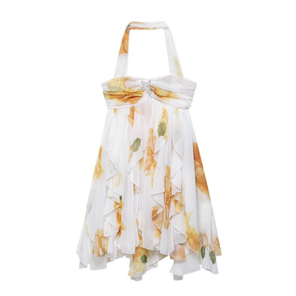 Women Clothing French Design Vacation Printing Dress