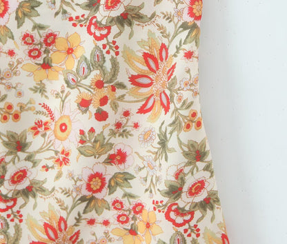 Summer French Romantic Sexy Sweet Floral Design Waist Slimming Sling Dress