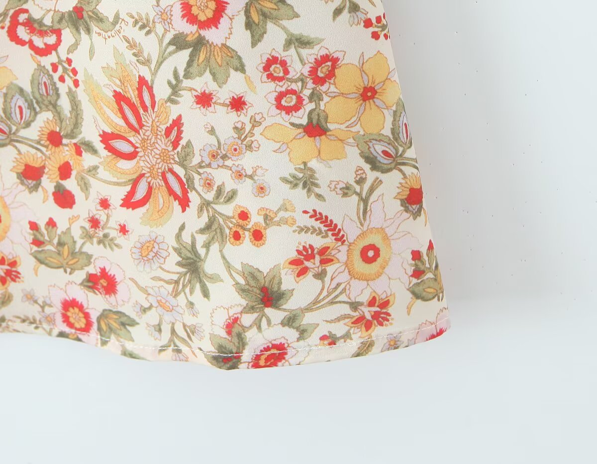 Summer French Romantic Sexy Sweet Floral Design Waist Slimming Sling Dress