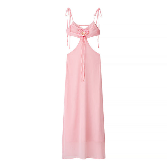 Women Clothing Summer Sexy Floral Decoration Cropped Outfit Sling Dress