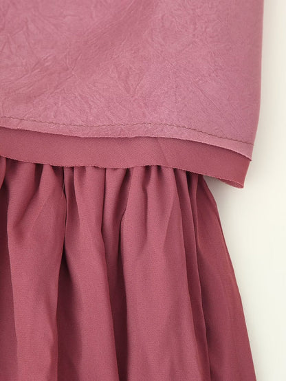 Women Summer Sleeveless Pleated Stitching Midi Dress