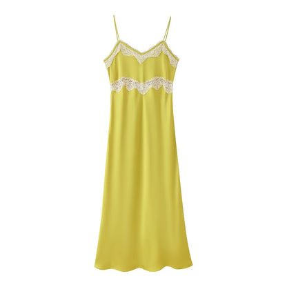 Women Clothing Summer Lace Sling Midi Dress