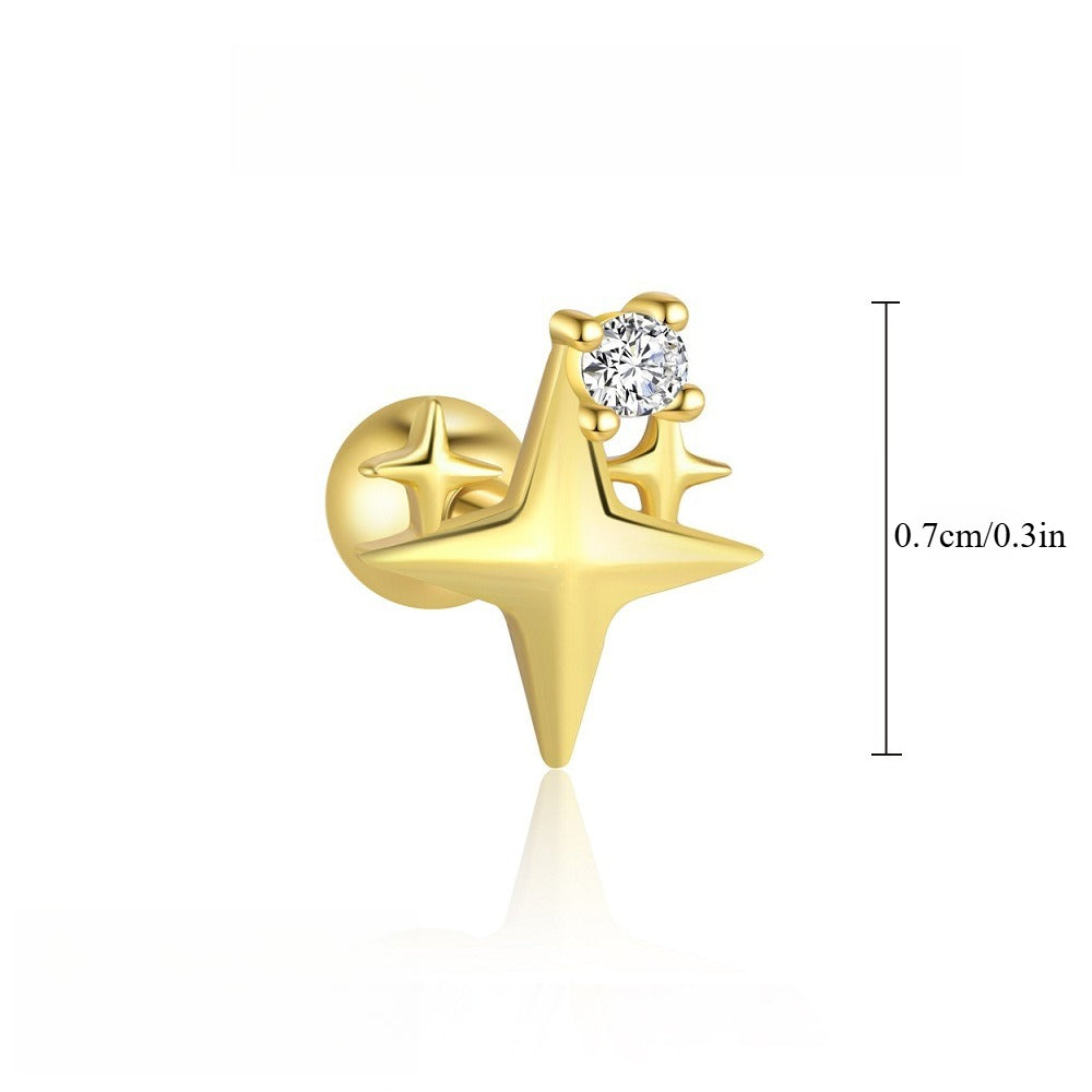 S925 silver starburst stud earrings with diamonds.