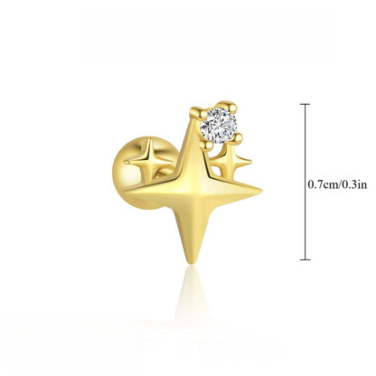S925 silver starburst stud earrings with diamonds.