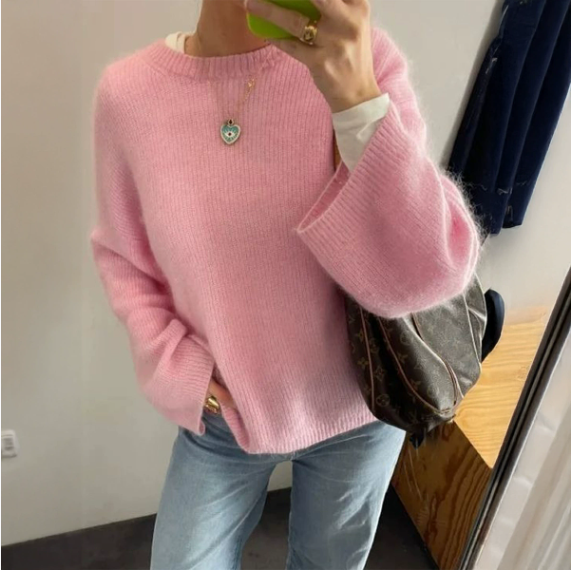 Solid Color Long Sleeved Woolen Sweaters Women Clothing Autumn Winter