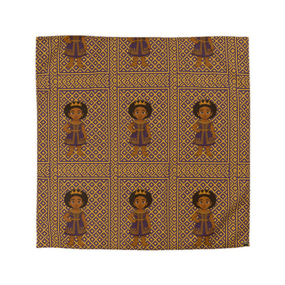 Afro Queen Microfiber Duvet Cover — Warm Brown Moroccan Pattern