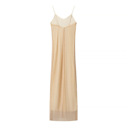 Women Clothing Bright Diamond Decoration Slim Slip Dress Sexy Feminine Dress