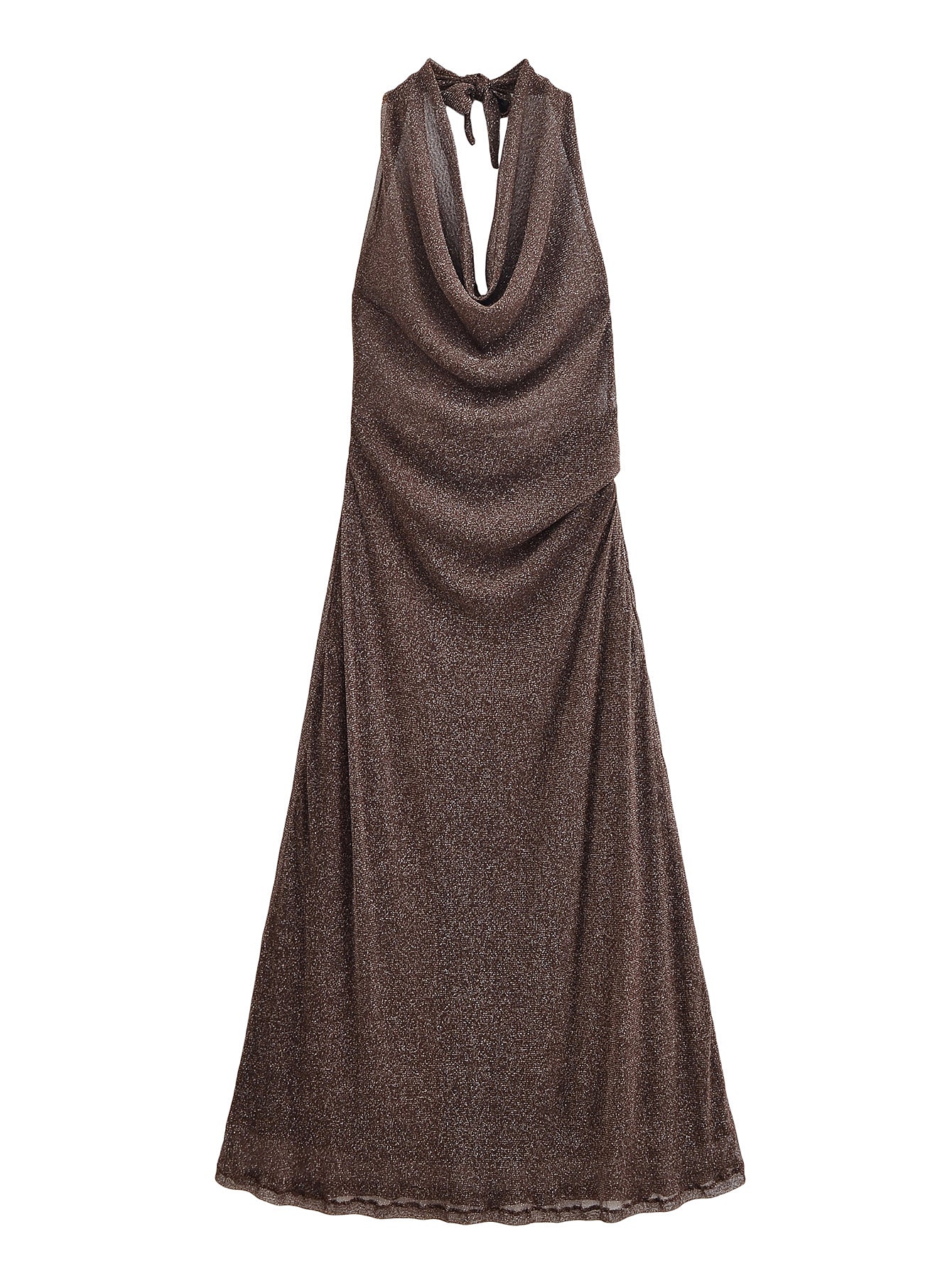 Women Clothing Autumn Backless Metallic Dress