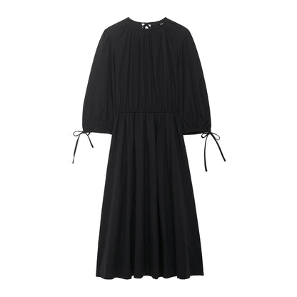Women Pleated Poplin Dress